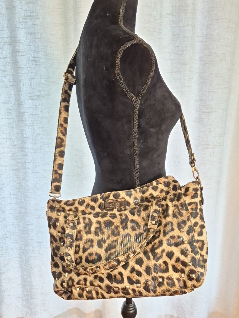 EXPRESSIONS NYC Y2K Leopard Print Bag Studded